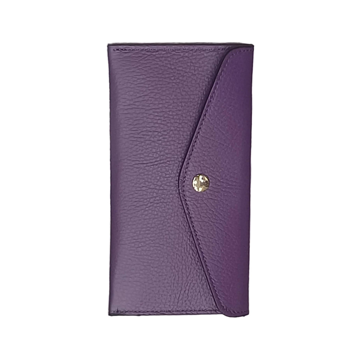 portafoglio sottile in pelle viola artigianale porta carte in cuoio made in italy cuoieria italiana