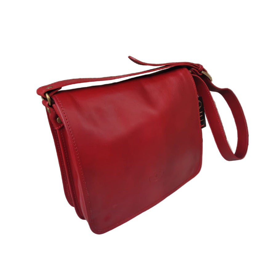 postino cartella in pelle rossa da uomo borsa a doppio scomparto made in italy cuoieria italiana