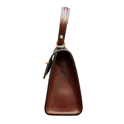 profilo lato larghezza cometa borsa a tracolla in pelle marrone classico da donna borsa fatta a mano in cuoio made in italy cuoieria italiana