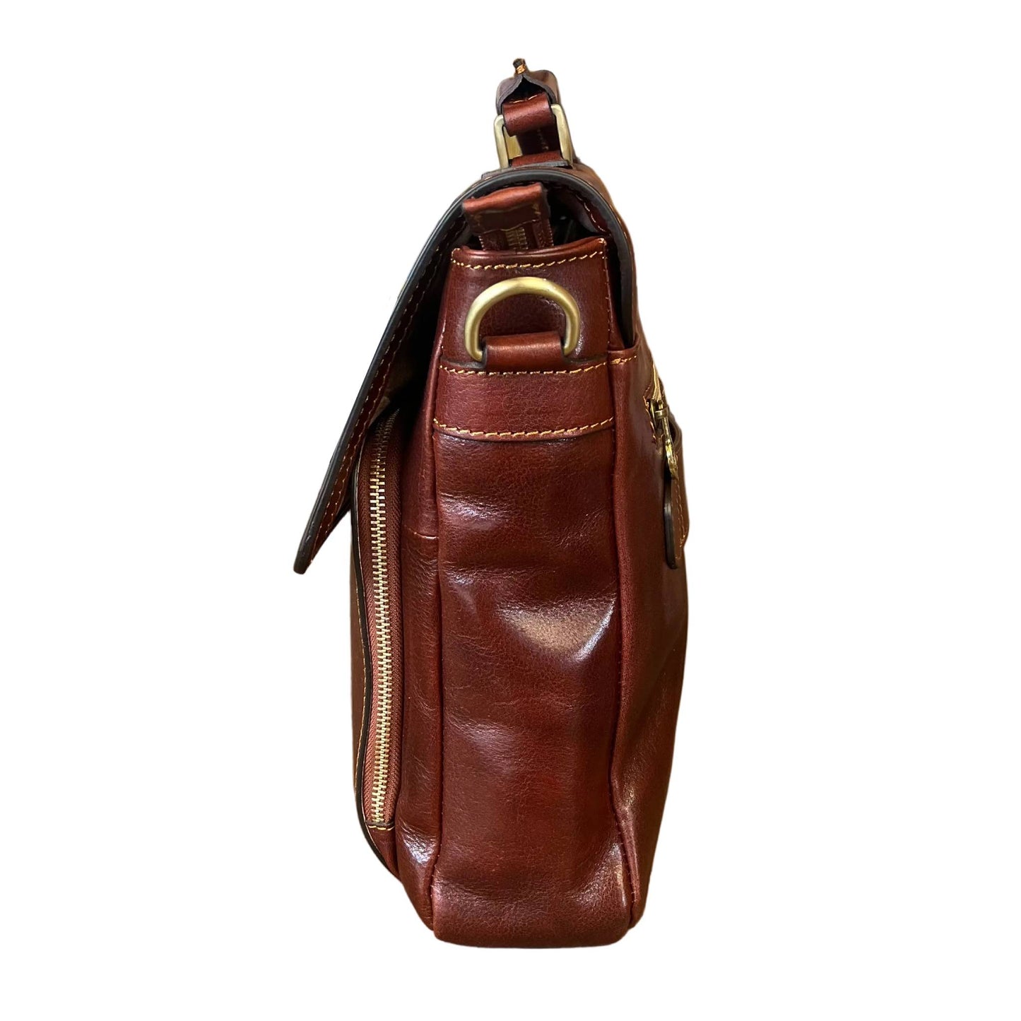 profilo lato larghezza dirigente cartella da lavoro in pelle con chiusura borsa in cuoio professionale made in italy cuoieria italiana