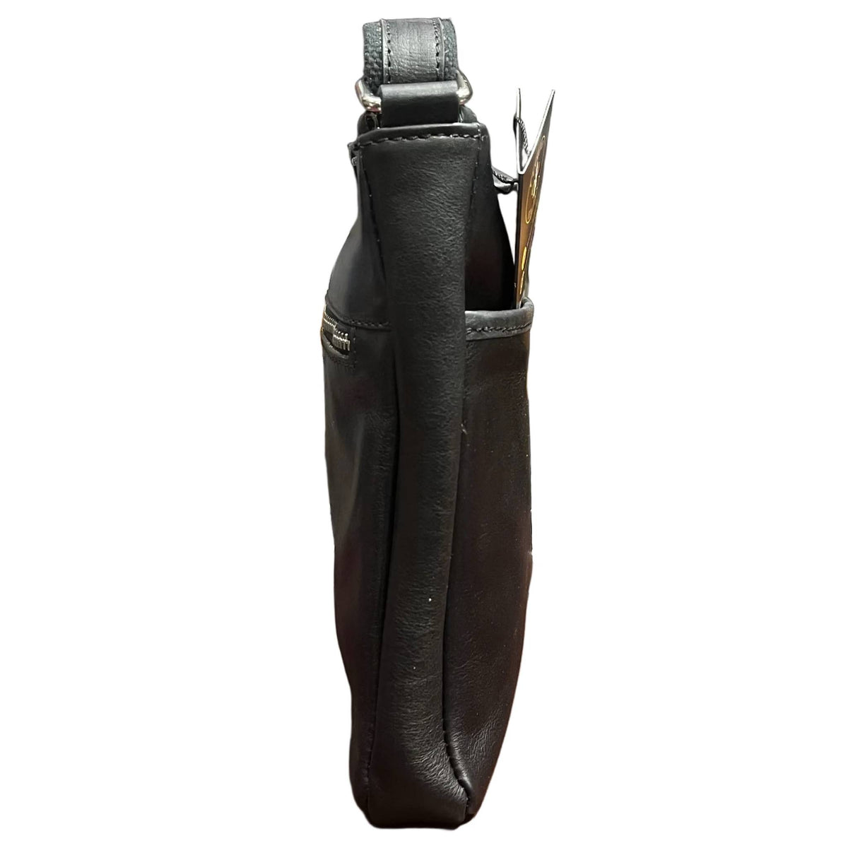 profilo lato larghezza legionario borsello senza pattina in pelle nero da uomo accessorio fatto a mano in cuoio made in italy cuoieria italiana®
