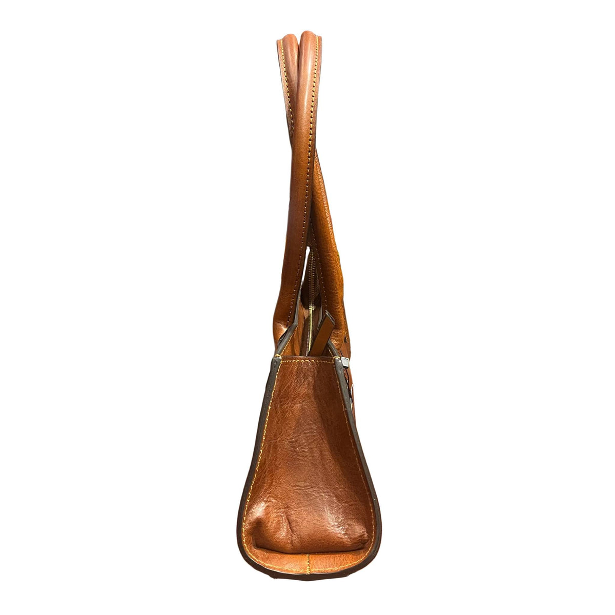 profilo lato larghezza persefone borsa in pelle marrone mogano da donna borsa fatta a mano in cuoio made in italy cuoieria italiana®