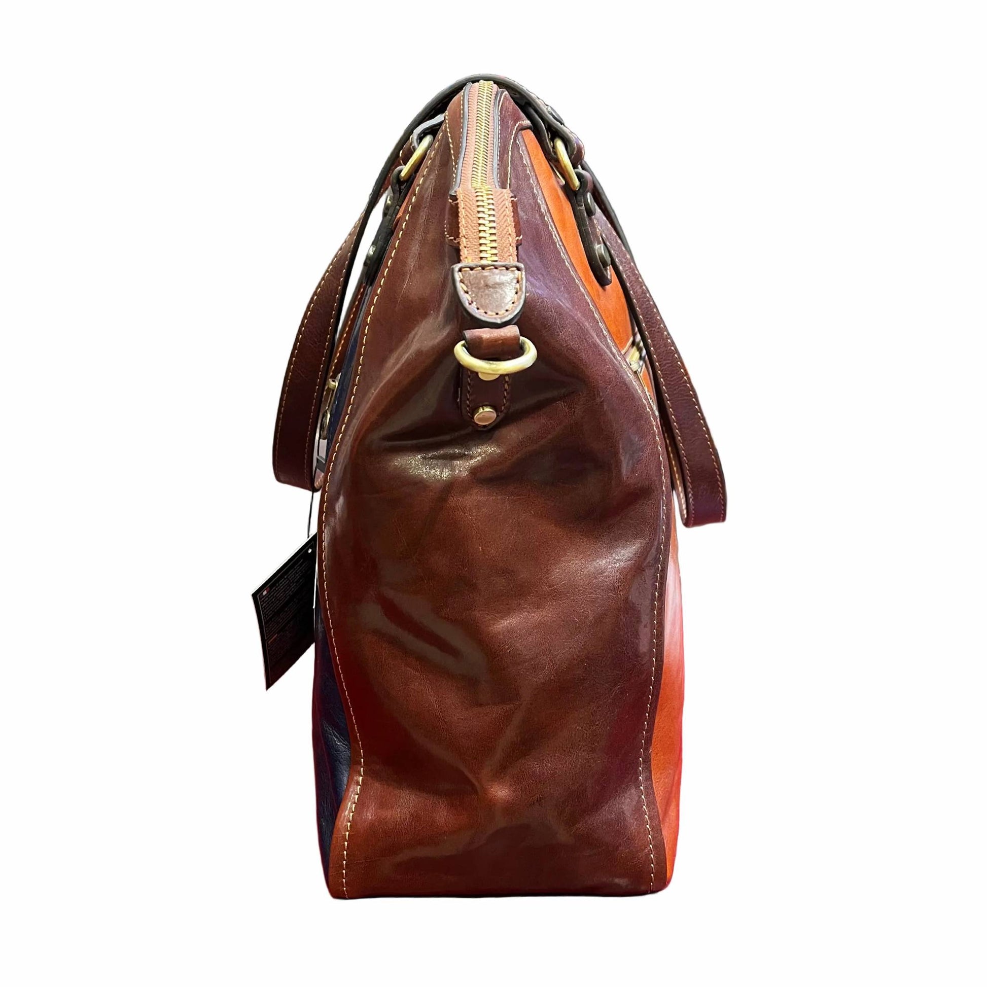 profilo lato larghezza shopper grande multicolor in pelle borsa grande da donna made in italy cuoieria italiana