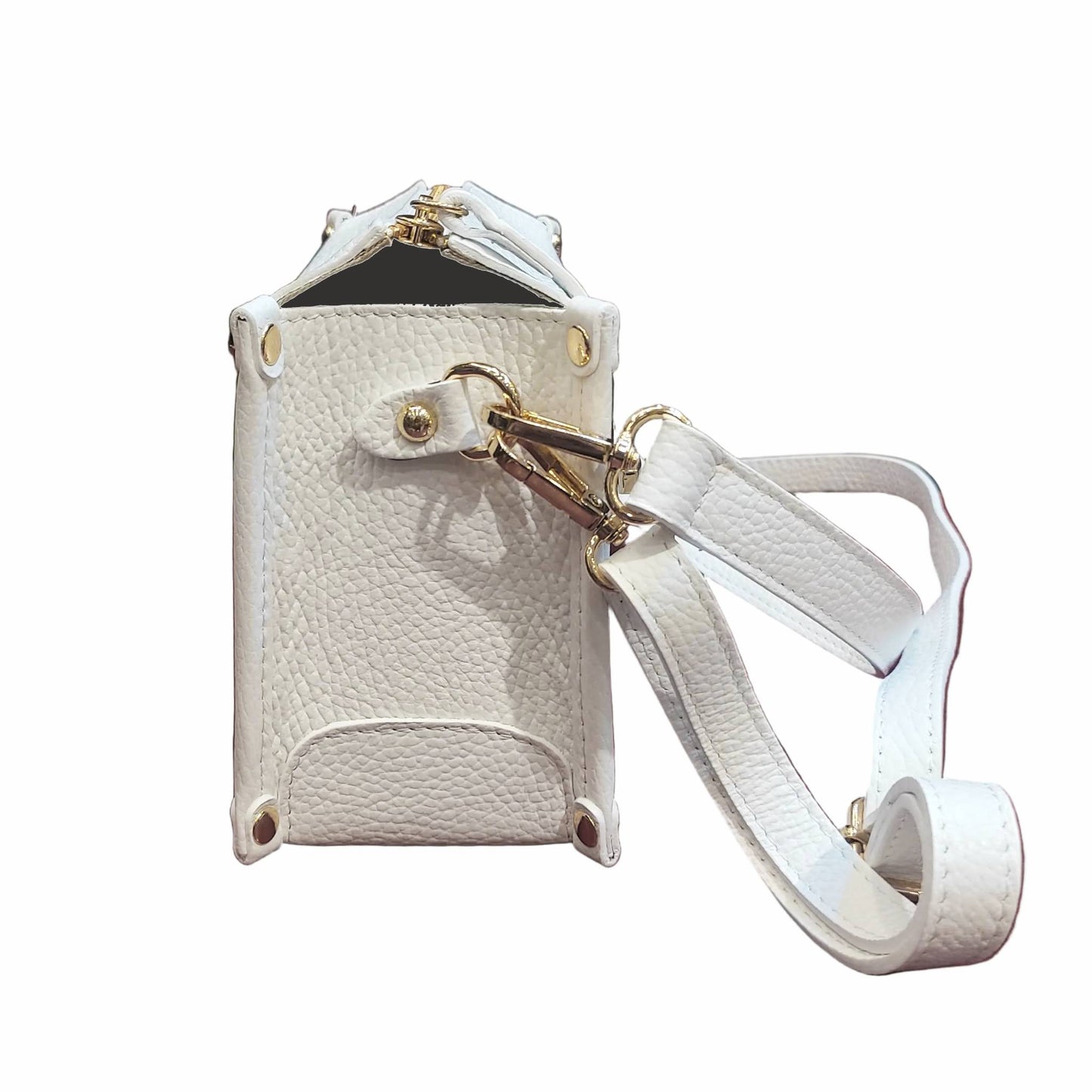 profilo lato larghezza uranus borsa a tracolla in pelle bianca da donna artigianale made in italy cuoieria italiana