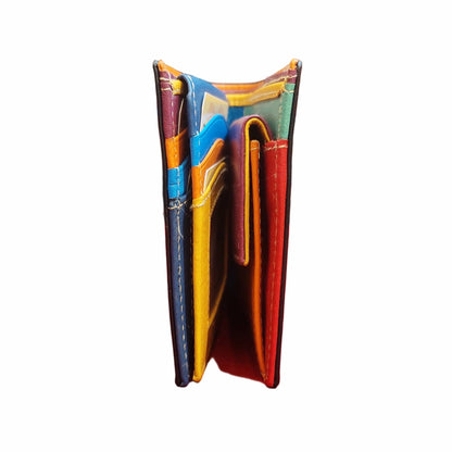 profilo portafoglio da uomo in pelle nero artigianale interno multicolor made in italy cuoieria italiana