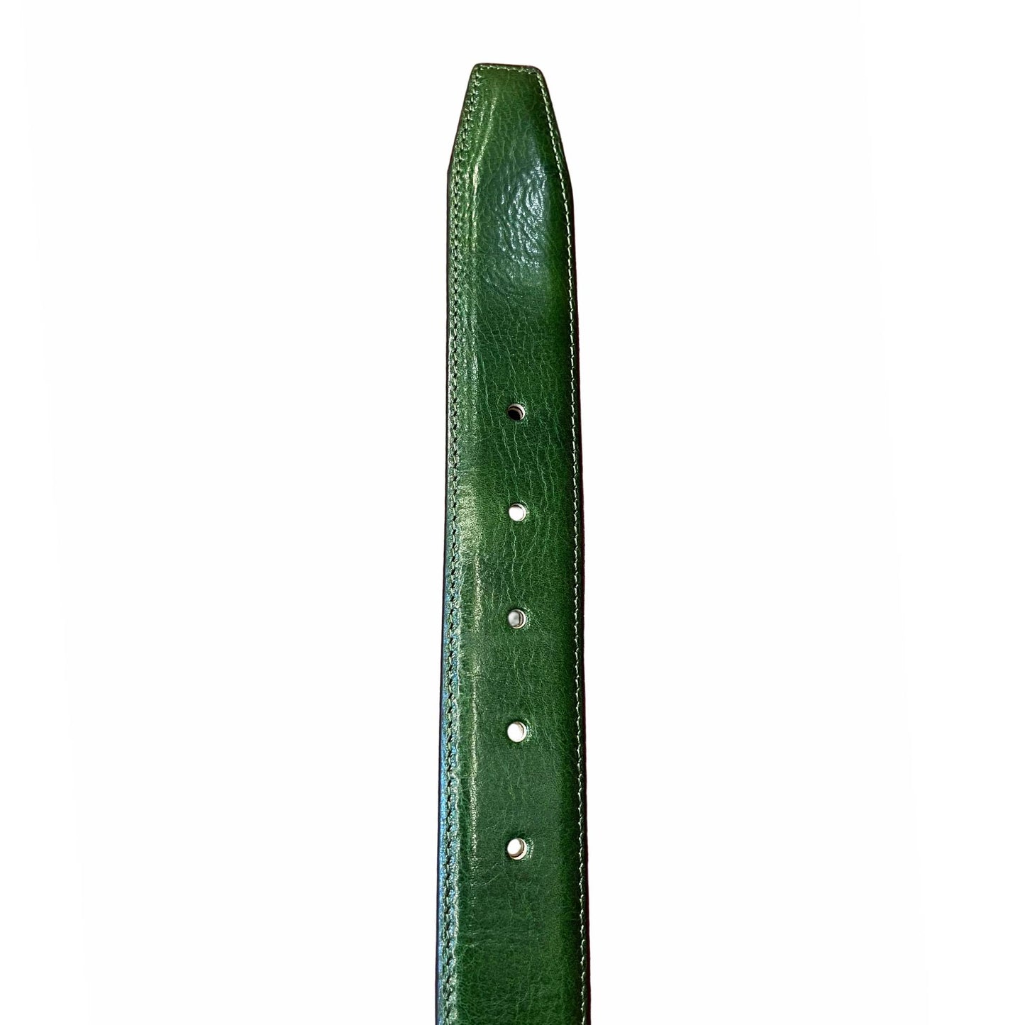 punta cintura verde in pelle accessorio in cuoio made in italy cuoieria italiana