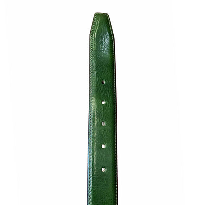 punta cintura verde in pelle accessorio in cuoio made in italy cuoieria italiana