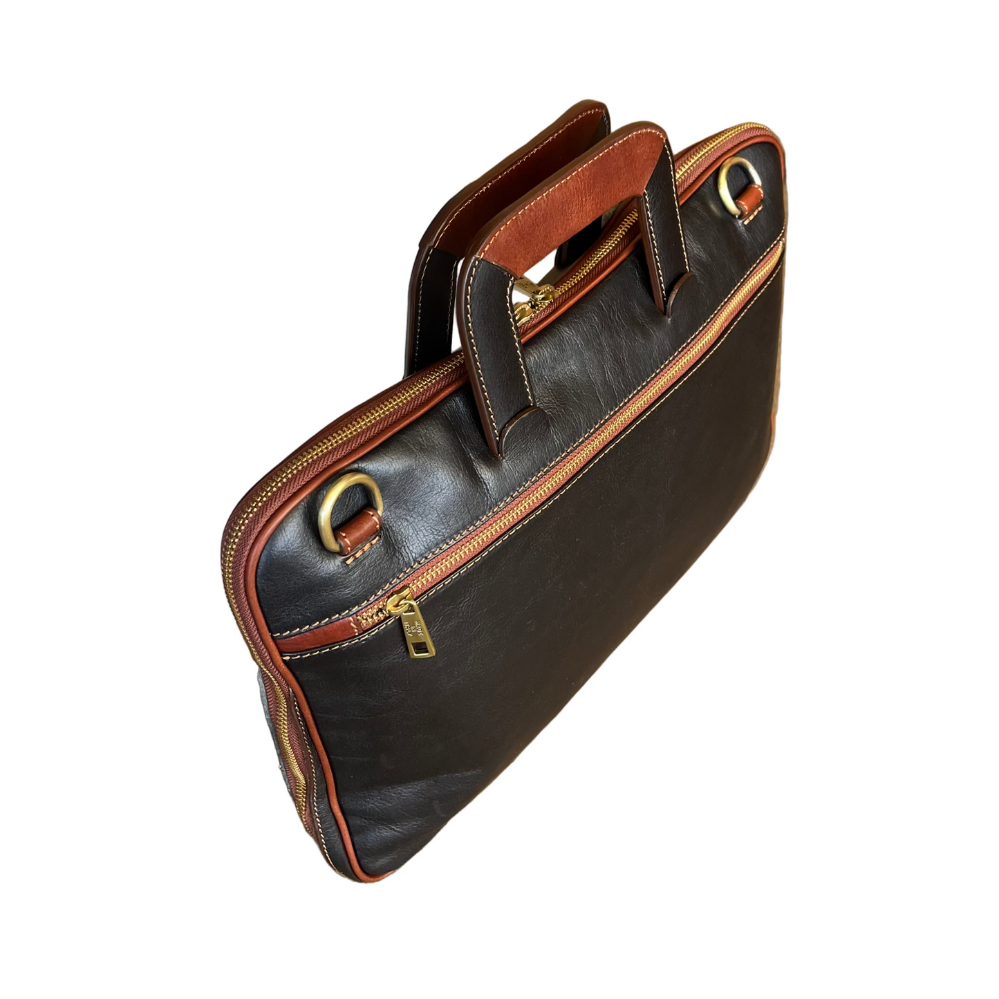 retro borsa cartella porta pc in pelle da uomo sottile con manici a scomparsa made in italy cuoieria italiana