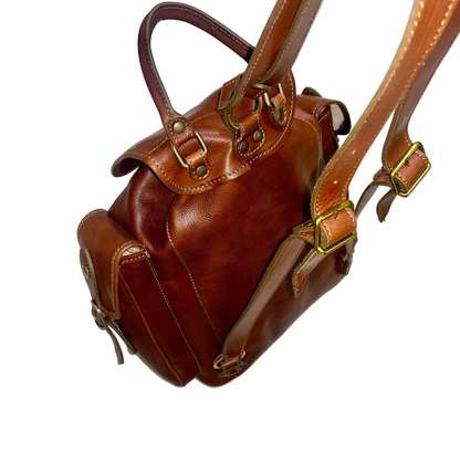 retro e tracolle zaino classico grande in pelle zaino cacciatore in cuoio made in italy cuoieria italiana