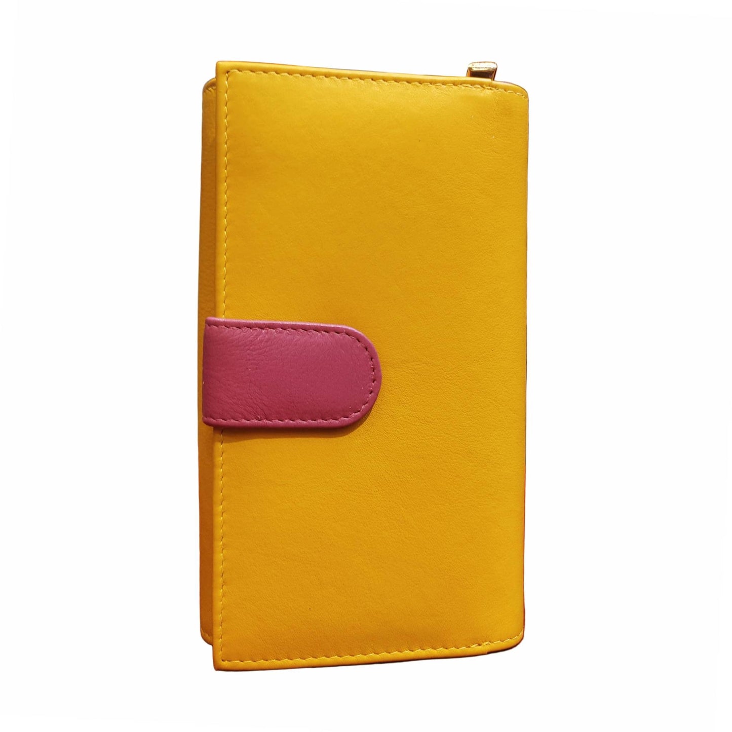 retro portafoglio grande in pelle giallo artigianale uomo e donna made in italy cuoieria italiana