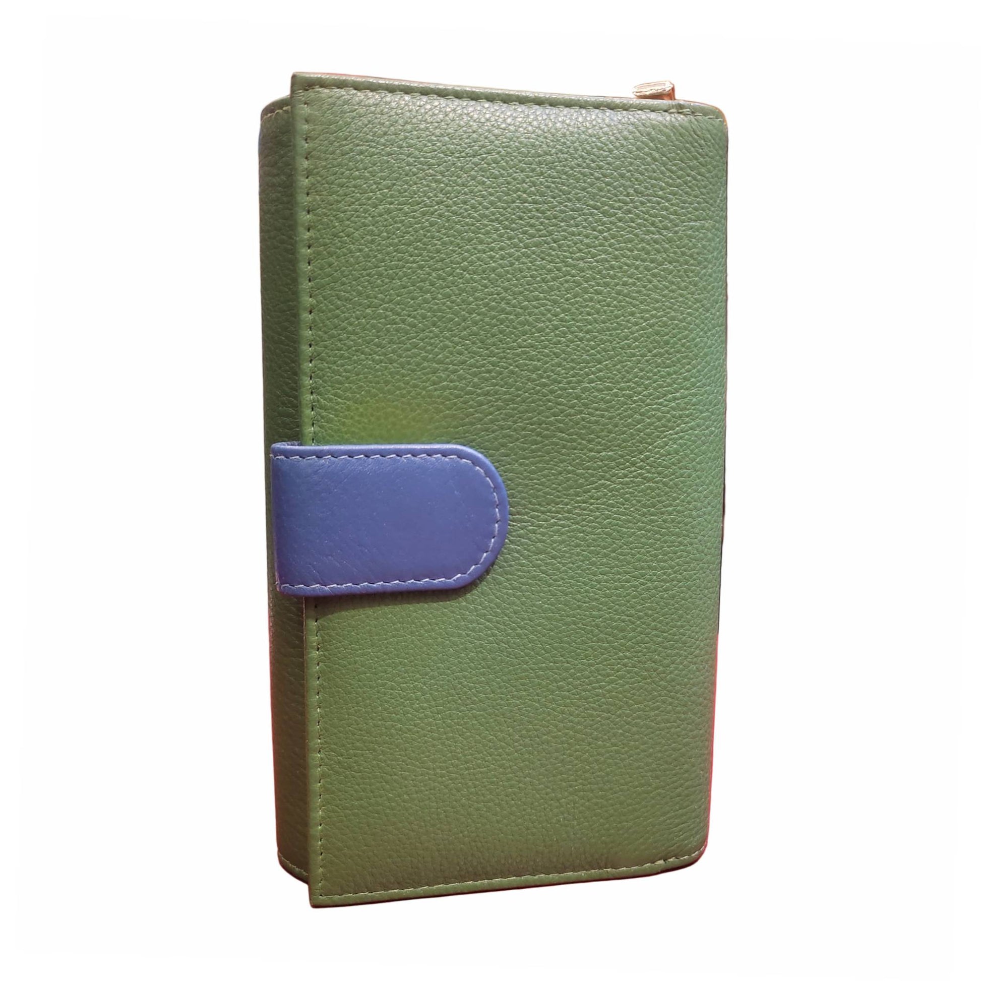 retro portafoglio grande in pelle verde artigianale uomo e donna made in italy cuoieria italiana