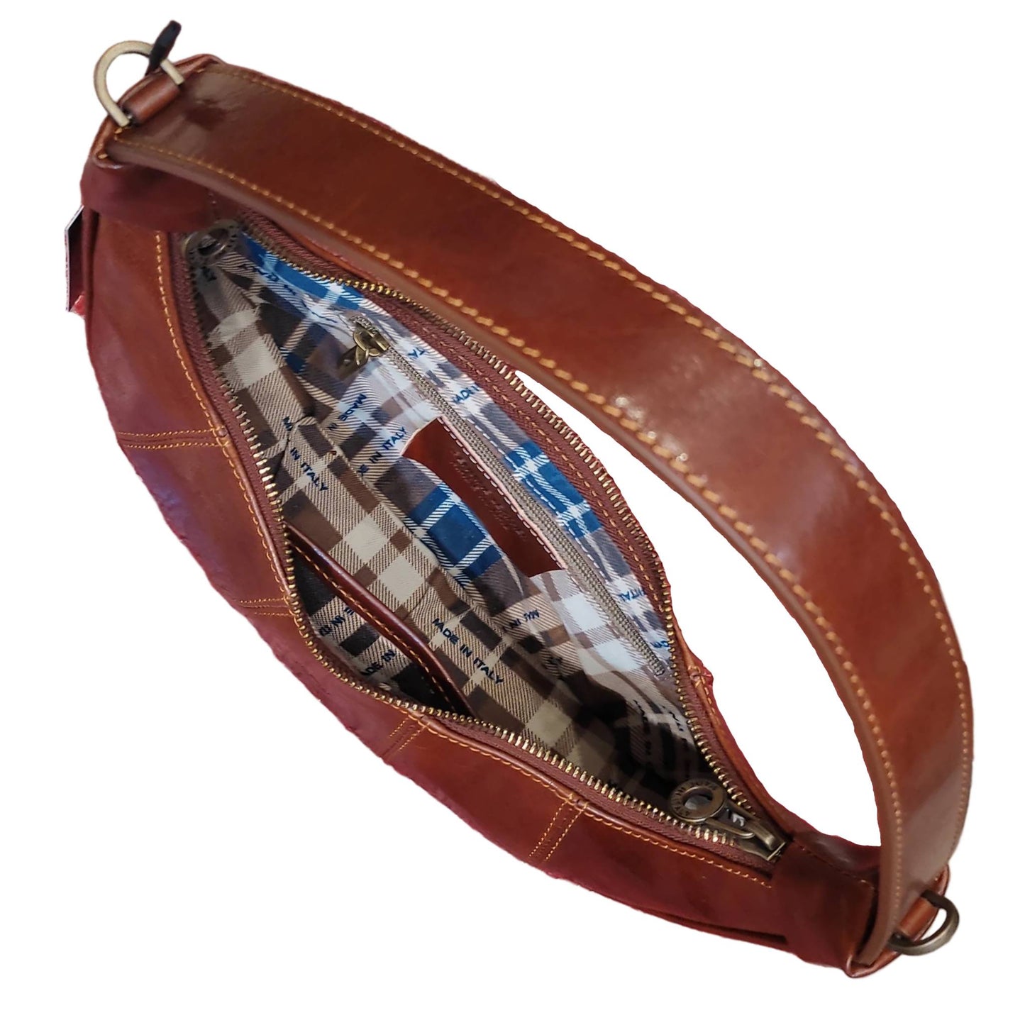 scomparto interno e tasche bananina borsa piccola in pelle marrone da donna borsa a tracolla in cuoio made in italy cuoieria italiana