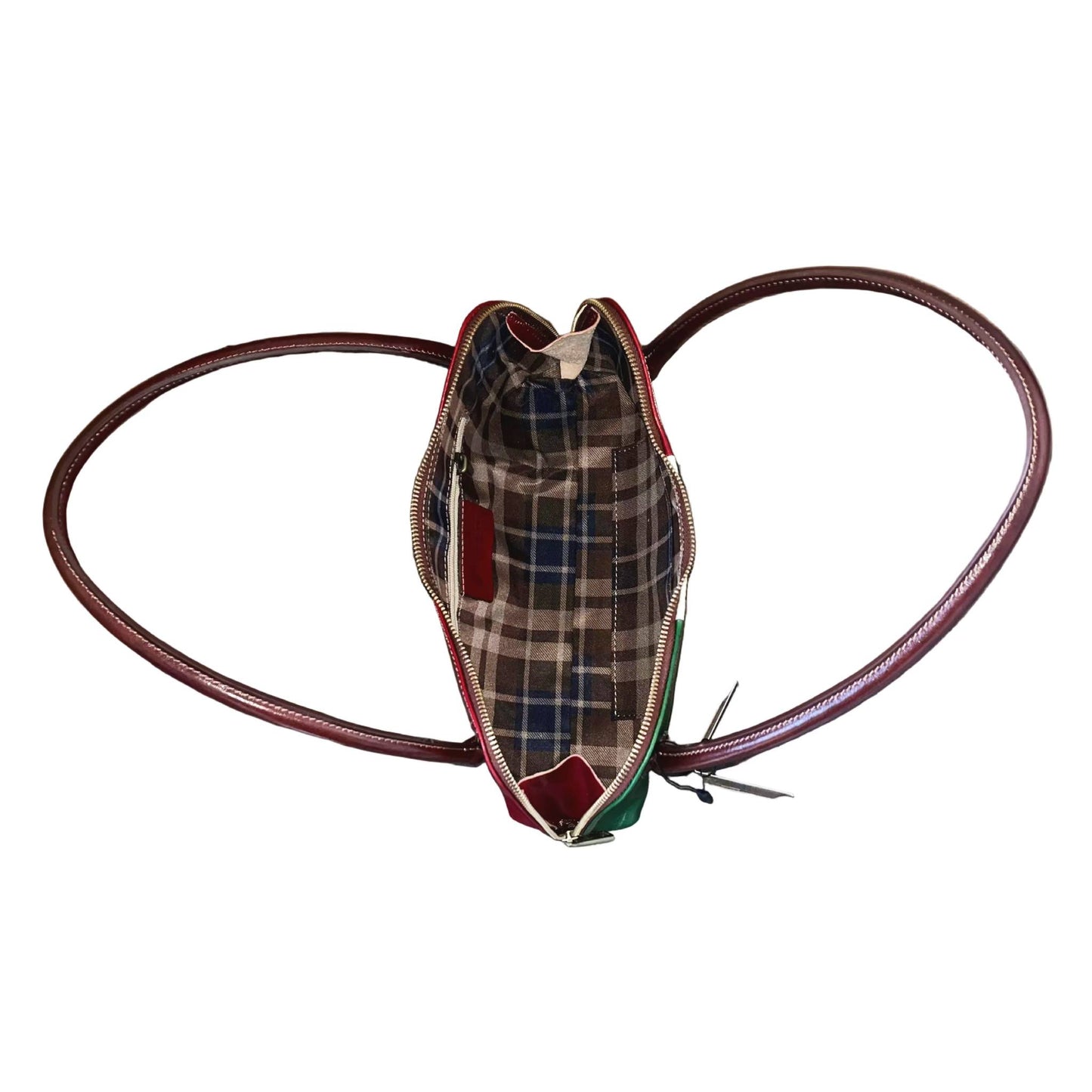 scomparto interno e tasche serena borsa elegante a spalla e mano in pelle tricolore italiano borsetta in cuoio da donna artigianale made in italy cuoieria italiana
