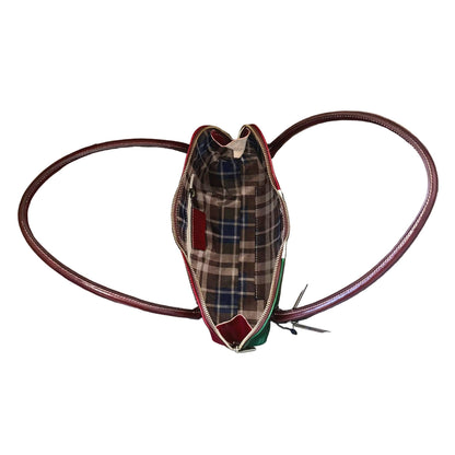 scomparto interno e tasche serena borsa elegante a spalla e mano in pelle tricolore italiano borsetta in cuoio da donna artigianale made in italy cuoieria italiana