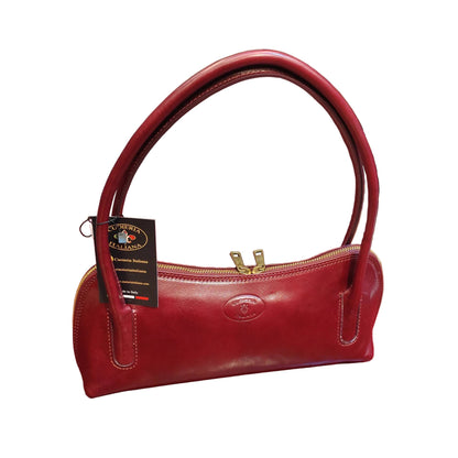 serena borsa elegante a spalla e mano in pelle bordeaux borsetta in cuoio da donna artigianale made in italy cuoieria italiana
