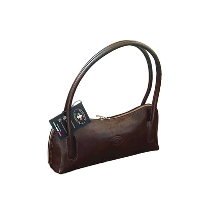 serena borsa elegante a spalla e mano in pelle marrone testa di moro borsetta in cuoio da donna artigianale made in italy cuoieria italiana