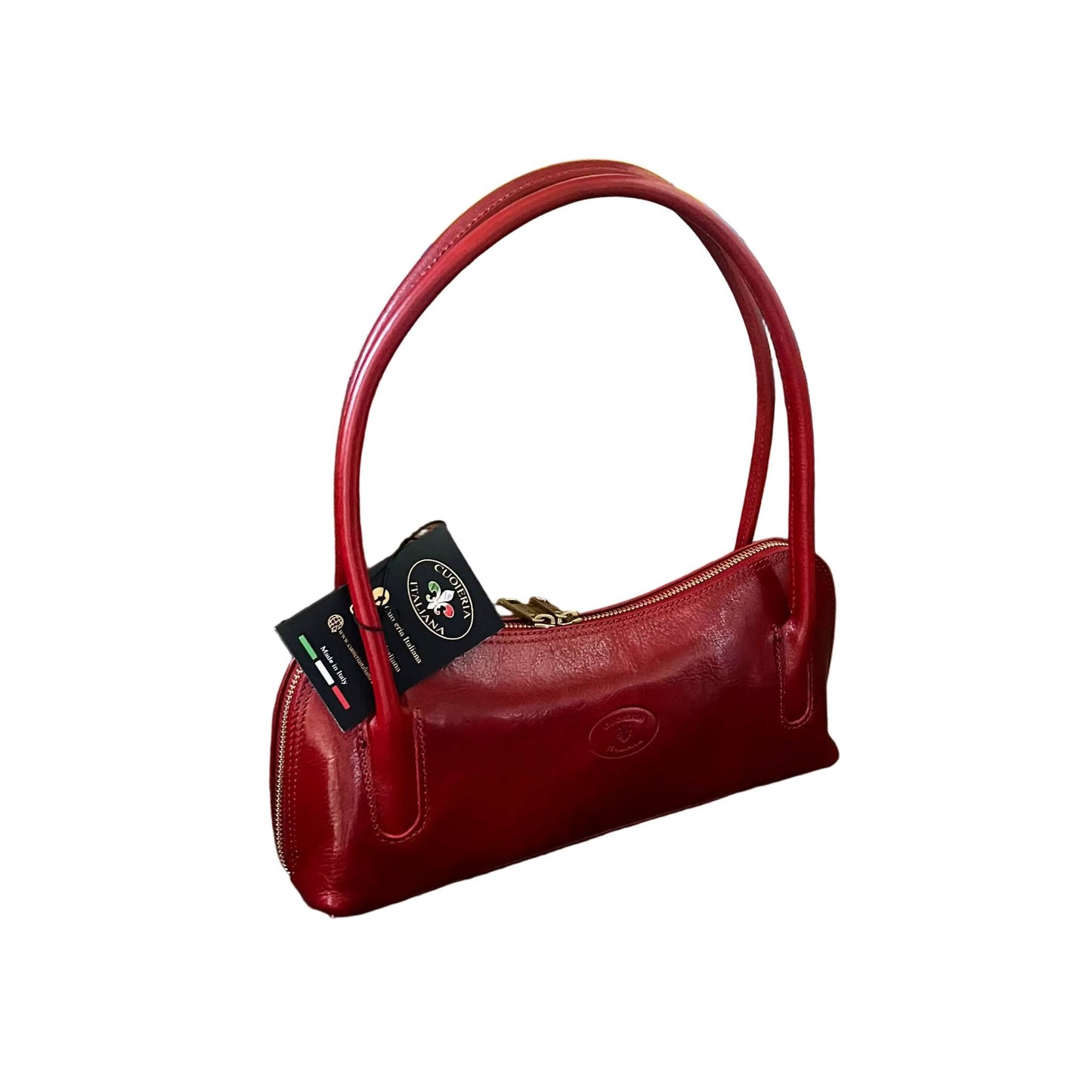 serena borsa elegante a spalla e mano in pelle rossa borsetta in cuoio da donna artigianale made in italy cuoieria italiana