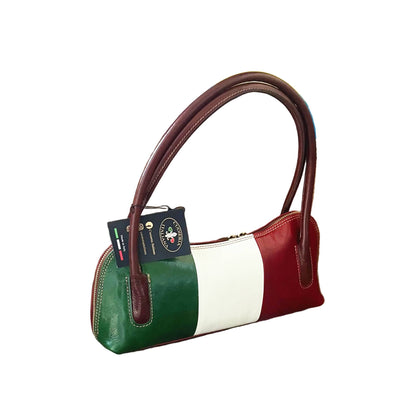 serena borsa elegante a spalla e mano in pelle tircolore italiano borsetta in cuoio da donna artigianale made in italy cuoieria italiana