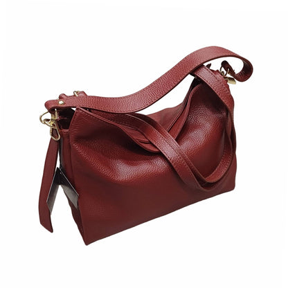 shopper in vitello martellato da donna borsa in pelle bordeaux made in italy cuoieria italiana