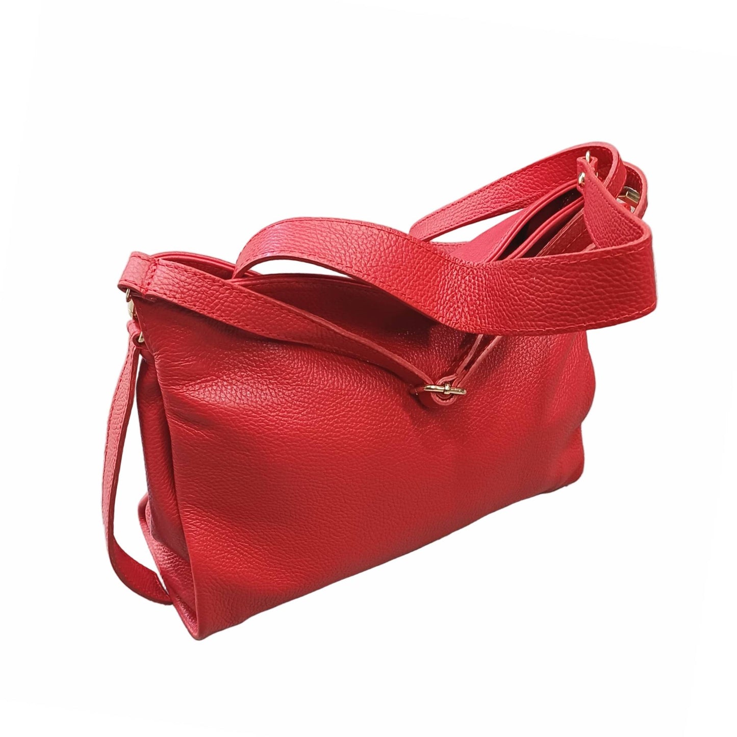 shopper in vitello martellato da donna borsa in pelle rossa made in italy cuoieria italiana