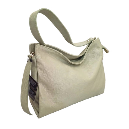 shopper in vitello martellato da donna borsa in pelle verde pera made in italy cuoieria italiana