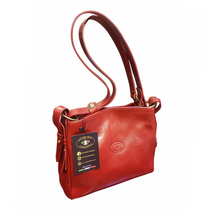 shopper piccola in cuoio rossa da donna borsa in pelle made in italy cuoieria italiana