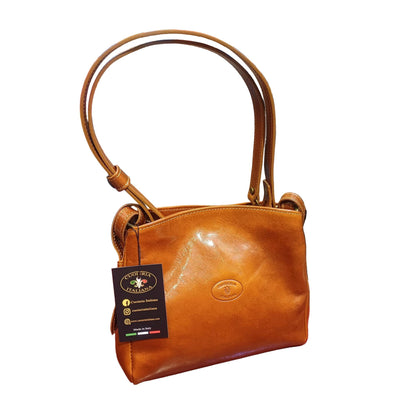 shopper piccola in cuoio tinta cuoio naturale da donna borsa in pelle made in italy cuoieria italiana