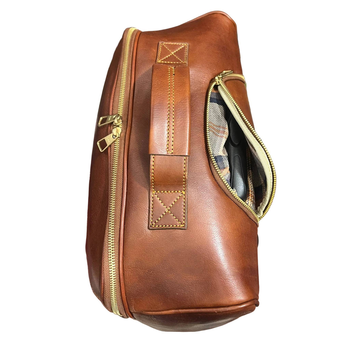 sopra dettagli chiusura manico telescopico corvus valigia in cuoio da bagaglio a mano trolley fatto a mano in pelle marrone classico made in italy cuoieria italiana®