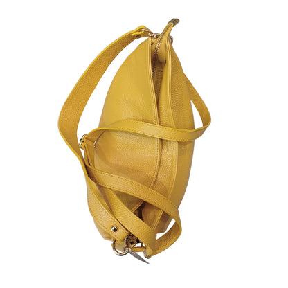 sopra e cerniera shopper in vitello martellato da donna borsa in pelle gialla made in italy cuoieria italiana