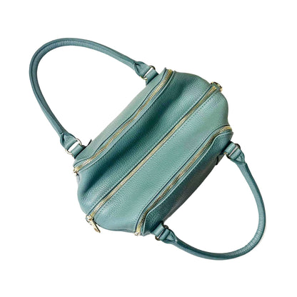 sopra pegaso borsa bauletto a tracolla in pelle verde acqua da donna artigianale made in italy cuoieria italiana