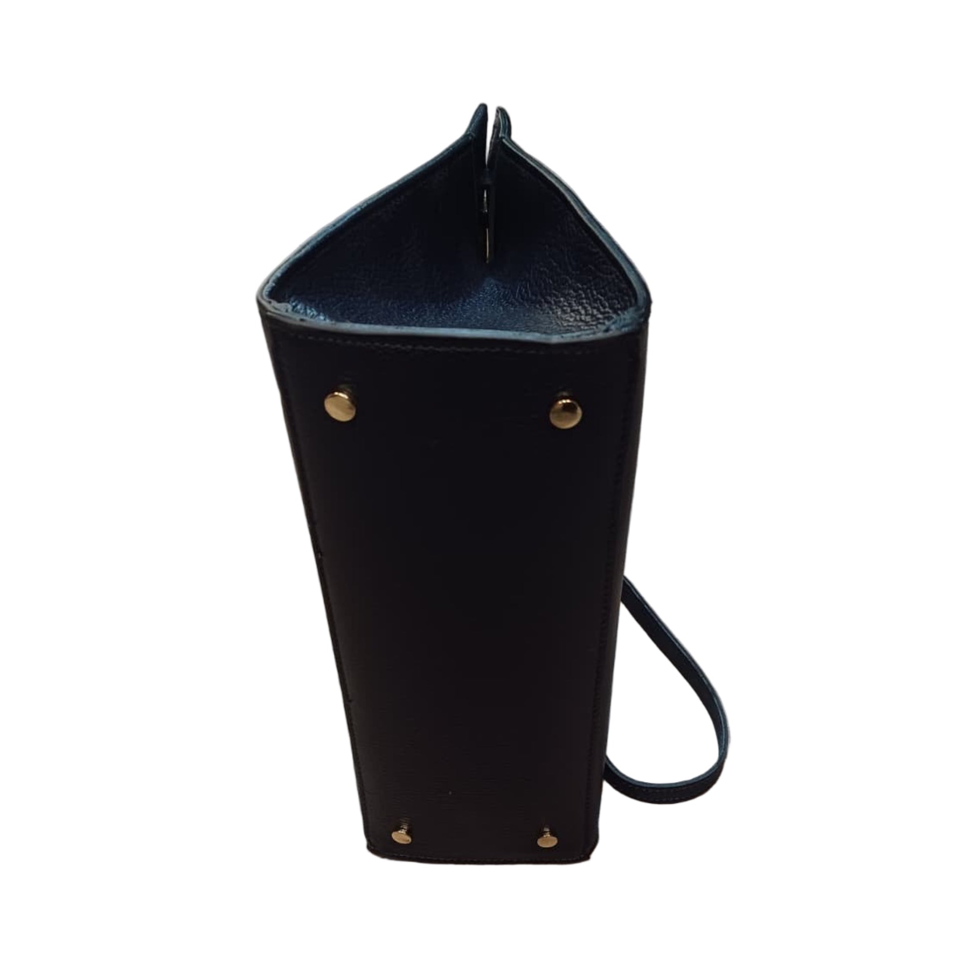 sotto Gala Borsa rigida in pelle blu navy da donna Elegante Made in Italy Cuoieria Italiana