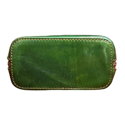 sotto base ambrosia borsa a tracolla in pelle verde e marrone da donna fatta a mano in cuoio made in italy cuoieria italiana
