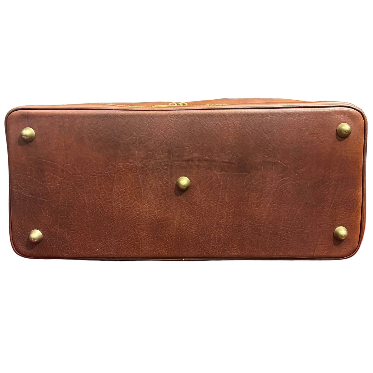 sotto base e piedini metallici atlante bagaglio classico in cuoio borsa da lavoro e viaggio con rinforzo in metallo fatta a mano in pelle marrone made in italy cuoieria italiana®