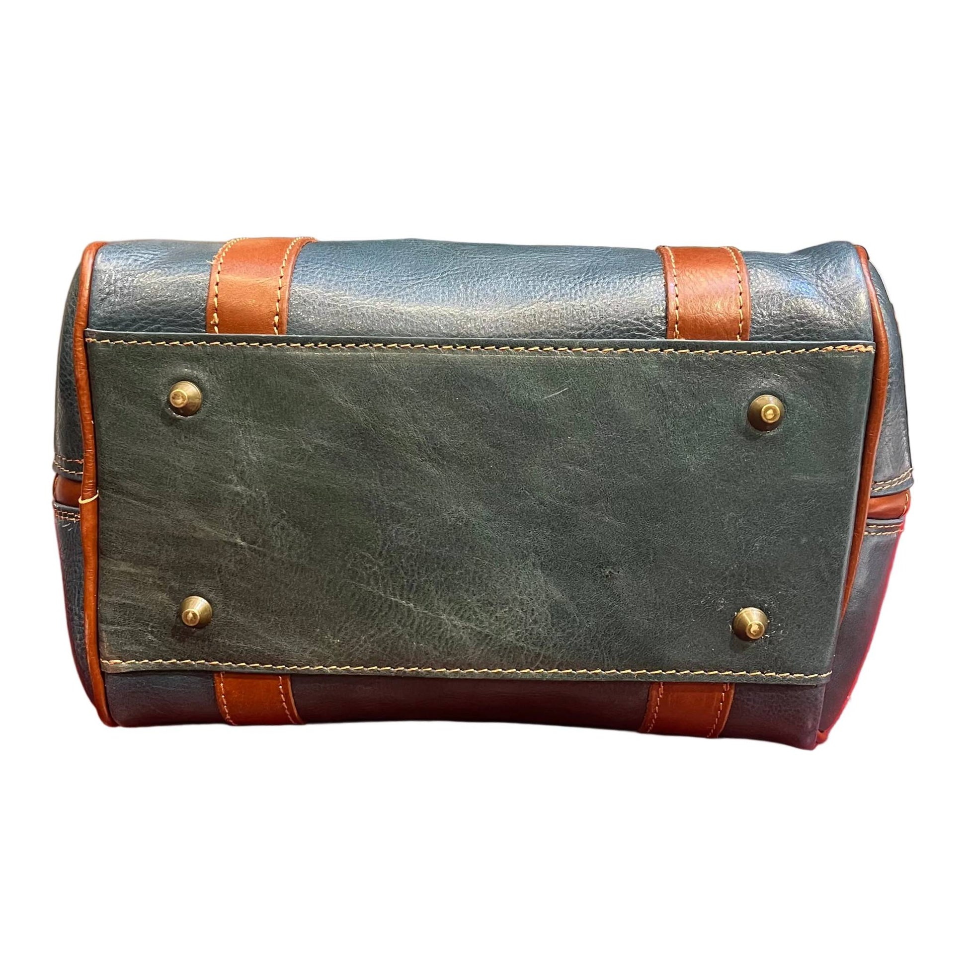 sotto base e piedini nettuno borsa a bauletto in pelle avio e marrone da donna borsa fatta a mano in cuoio made in italy cuoieria italiana