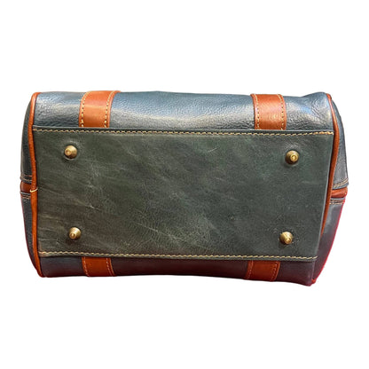 sotto base e piedini nettuno borsa a bauletto in pelle avio e marrone da donna borsa fatta a mano in cuoio made in italy cuoieria italiana