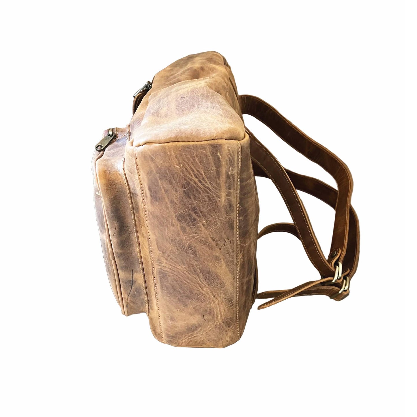sotto base nomade eterno zaino porta pc in pelle vintage cuoio invecchiato artigianale made in italy cuoieria italiana