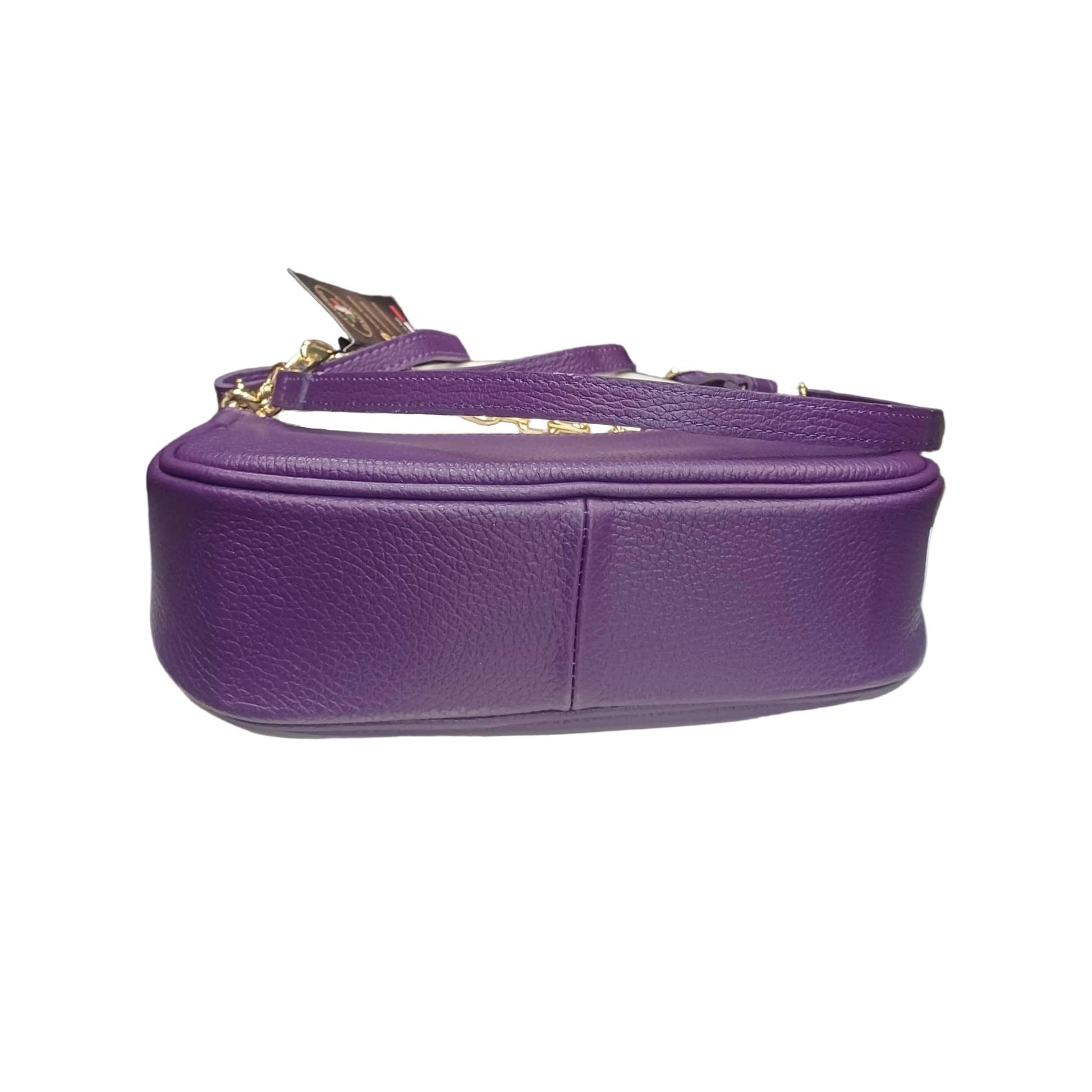 sotto e larghezza apollo borsa postino a tracolla in pelle viola da donna made in italy cuoieria italiana