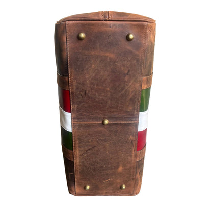 sotto e piedini borsone in cuoio invecchiato vintage bagaglio a mano in pelle artigianale made in italy cuoieria italiana