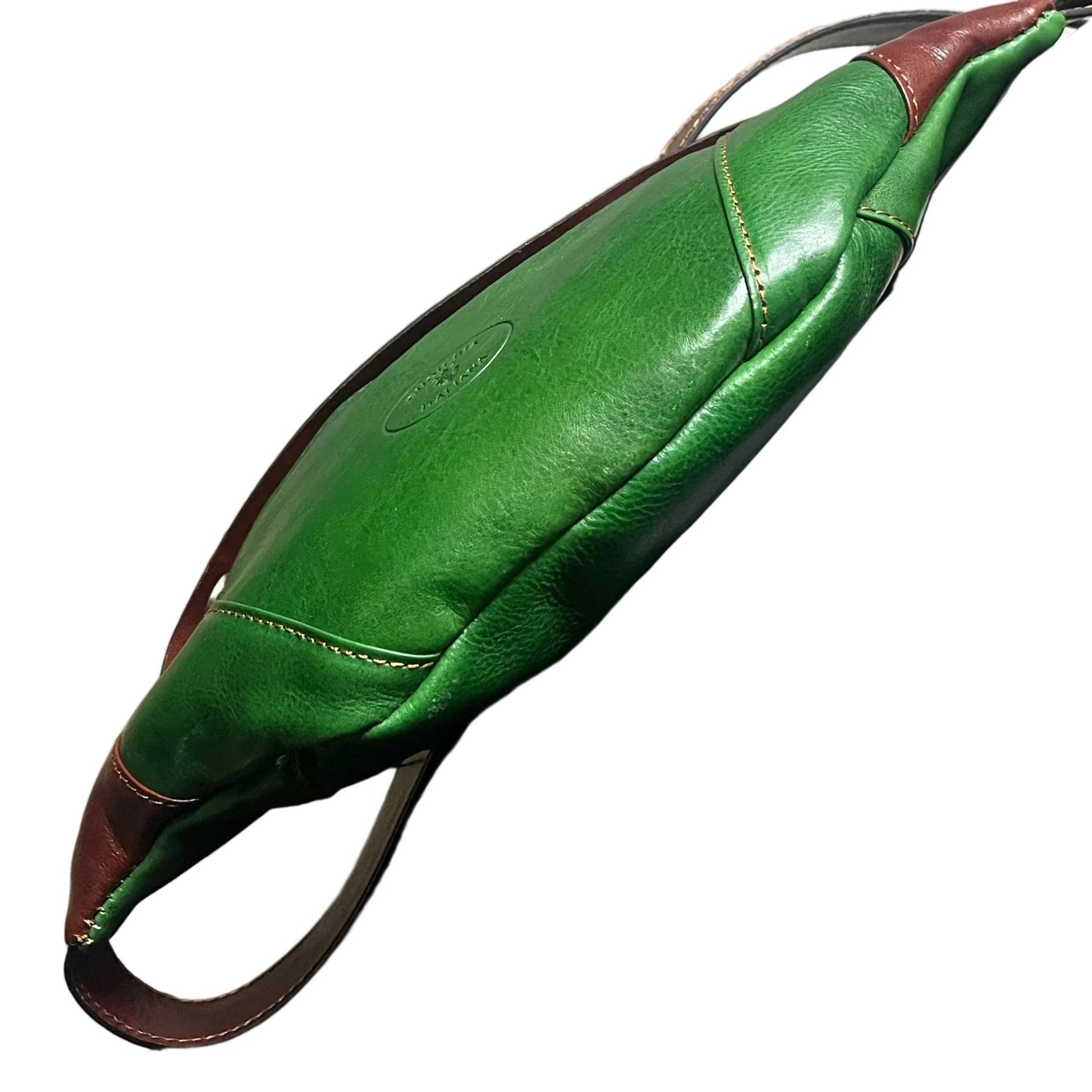 sotto mars marsupio in pelle verde e marrone accessorio artigianale unisex in cuoio made in italy cuoieria italiana