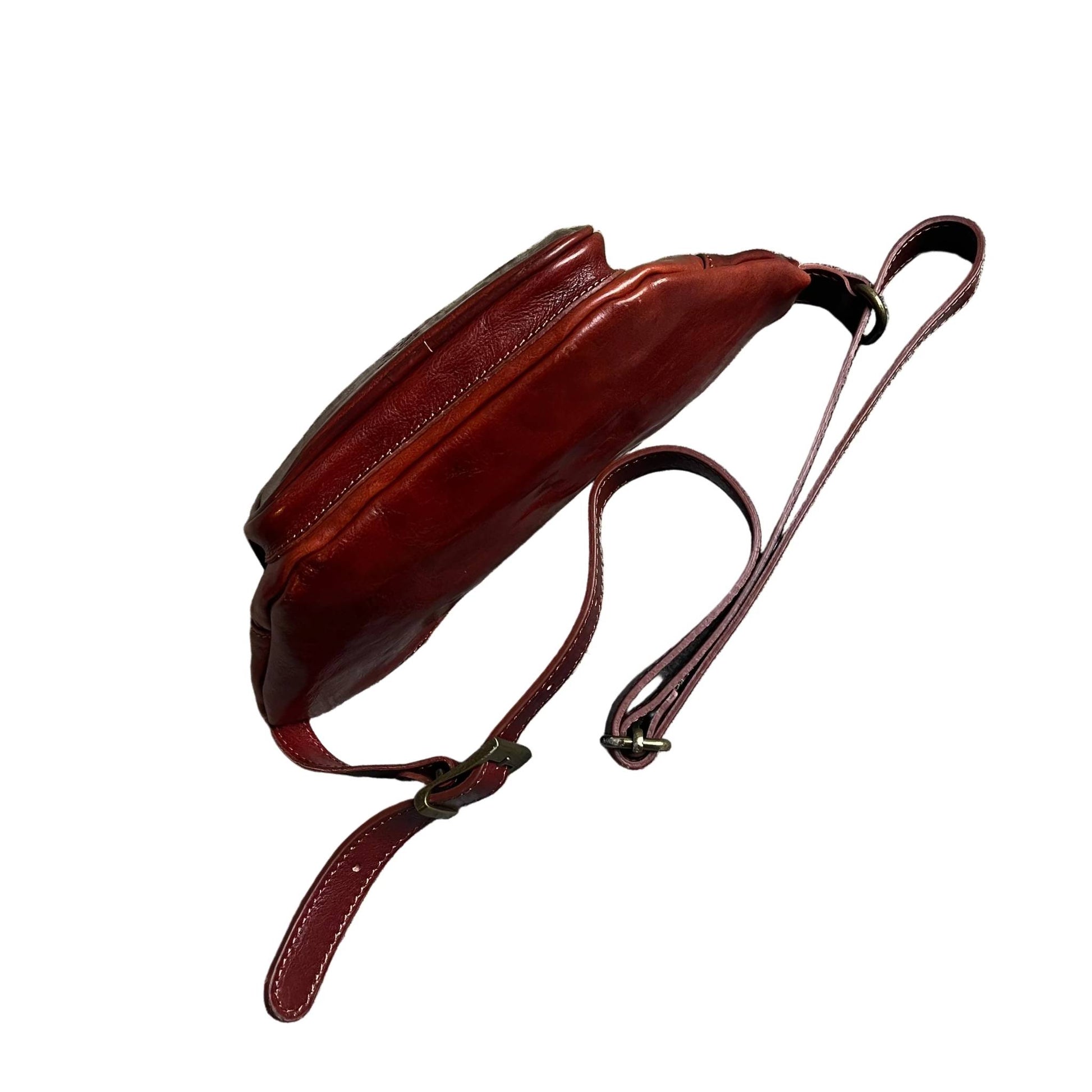 sotto marsupio in pelle taglia media marrone accessorio artigianale unisex made in italy cuoieria italiana
