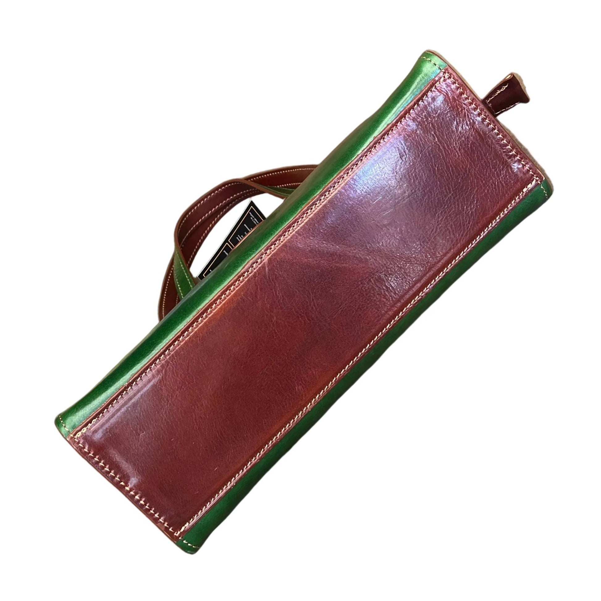 sotto mercury borsa verde e marrone a spalla in pelle da donna artigianale made in italy cuoieria italiana