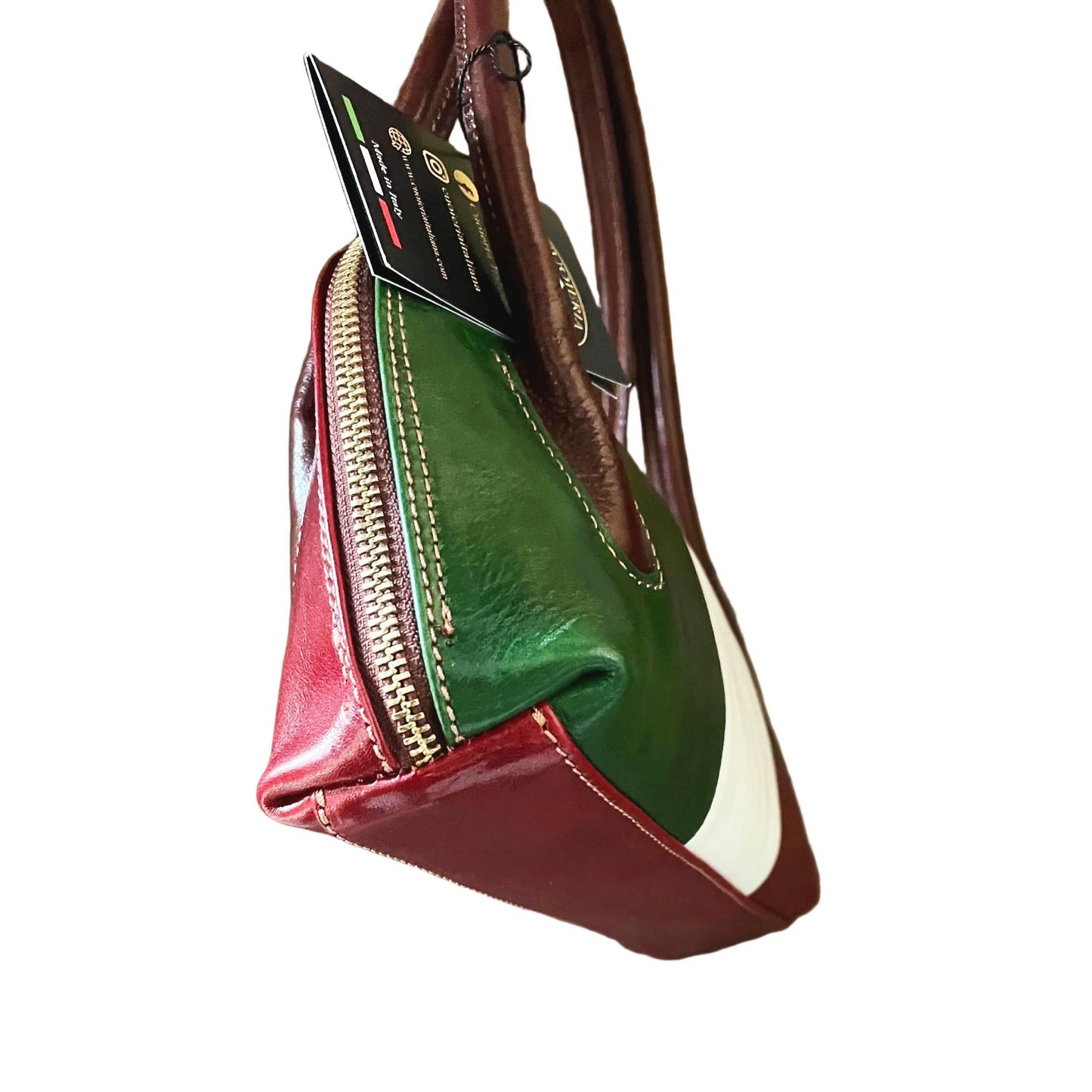 sotto serena borsa elegante a spalla e mano in pelle tricolore italiano borsetta in cuoio da donna artigianale made in italy cuoieria italiana