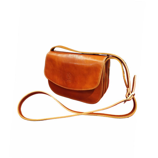 stella borsa postino a tracolla in pelle cuoio naturale da donna made in italy cuoieria italiana