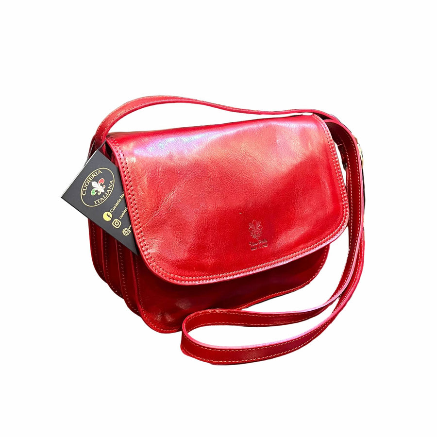 stella grande borsa postino a tracolla in pelle rossa da donna made in italy cuoieria italiana