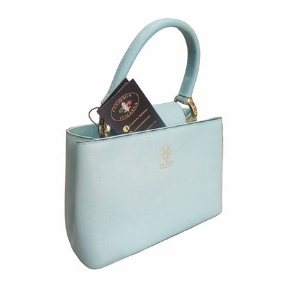 stellaris borsa a tracolla in pelle acqua marina media da donna artigianale made in italy cuoieria italiana