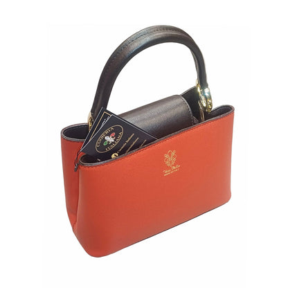 stellaris borsa a tracolla in pelle arancio scuro e testa di moro media da donna artigianale made in italy cuoieria italiana