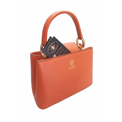 stellaris borsa a tracolla in pelle arancione grande da donna artigianale made in italy cuoieria italiana