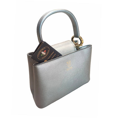 stellaris borsa a tracolla in pelle argento media da donna artigianale made in italy cuoieria italiana
