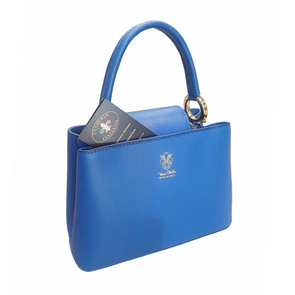 stellaris borsa a tracolla in pelle blu elettrico grande da donna artigianale made in italy cuoieria italiana