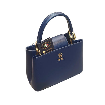 stellaris borsa a tracolla in pelle blu navy piccola da donna artigianale made in italy cuoieria italiana